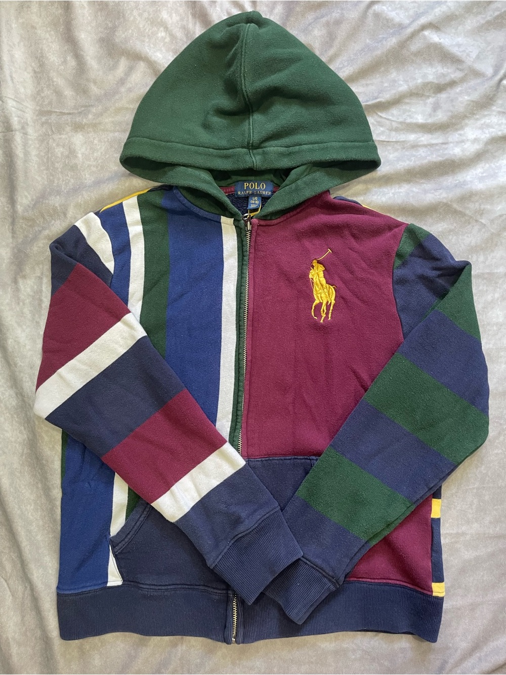 Polo by Ralph Lauren Boys' Green Multi-Stripe Hooded Zip Jacket and sweatpants